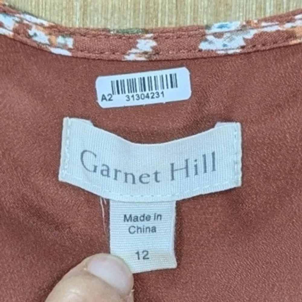 Garnet Hill Women‎ Rust Floral Boho Cottage Feminine Babydoll Dress 12 Pockets
